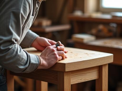 Artisan working on bespoke furniture piece